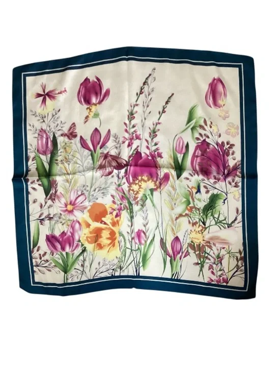 Venetian Garden Teal Square Scarf (NWT) - Picture 10 of 16